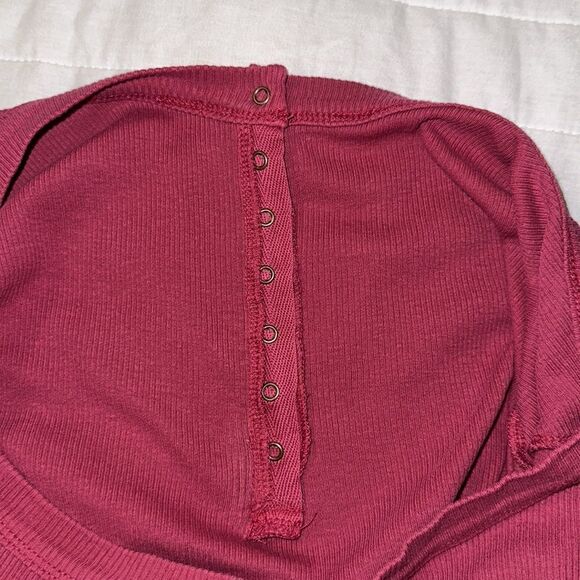 Lucky Brand XL Anemone Deep Pink Long Sleeve Ribbed Knit Snap Cotton Henley - Picture 16 of 16